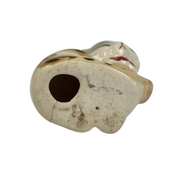Vintage Small Porcelain Cat Japanese Red Bow Mid Century 3" - Picture 5 of 10